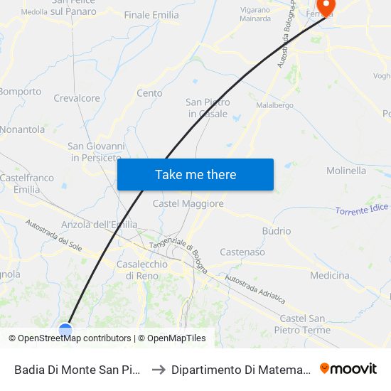 Badia Di Monte San Pietro to Dipartimento Di Matematica map