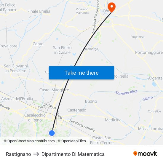 Rastignano to Dipartimento Di Matematica map