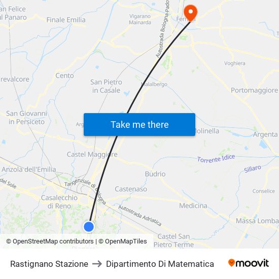 Rastignano Stazione to Dipartimento Di Matematica map