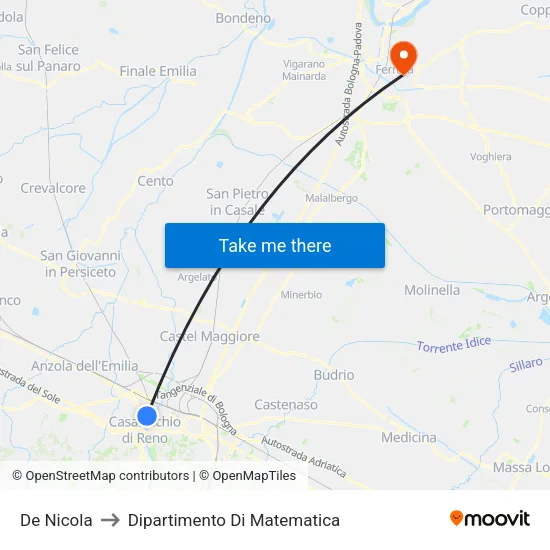 De Nicola to Mathematics Department map
