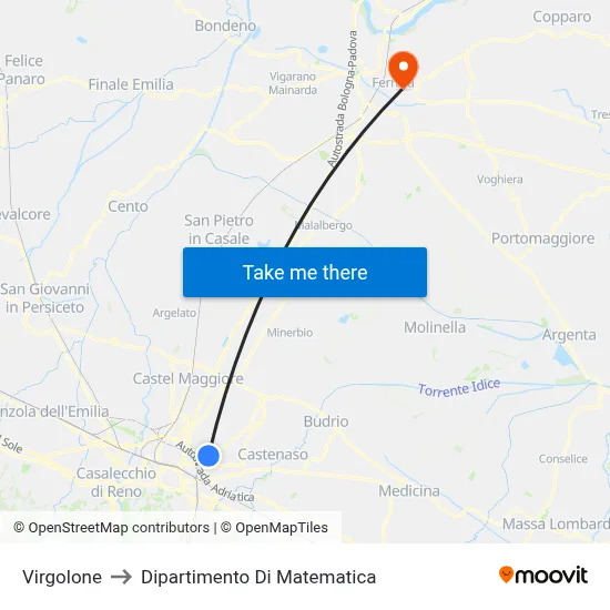 Virgolone to Mathematics Department map