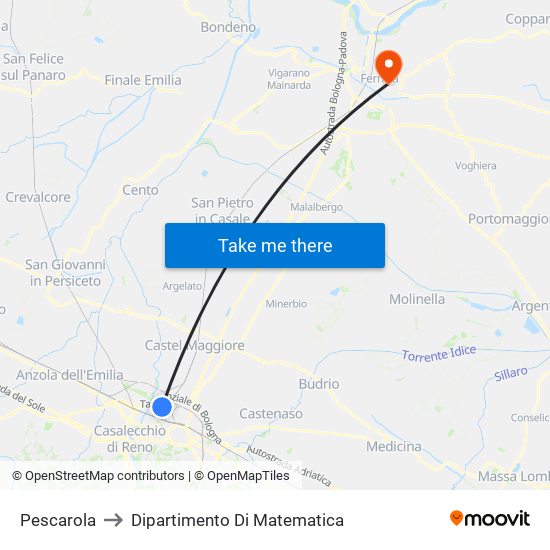 Pescarola to Dipartimento Di Matematica map