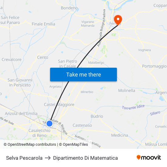 Selva Pescarola to Dipartimento Di Matematica map