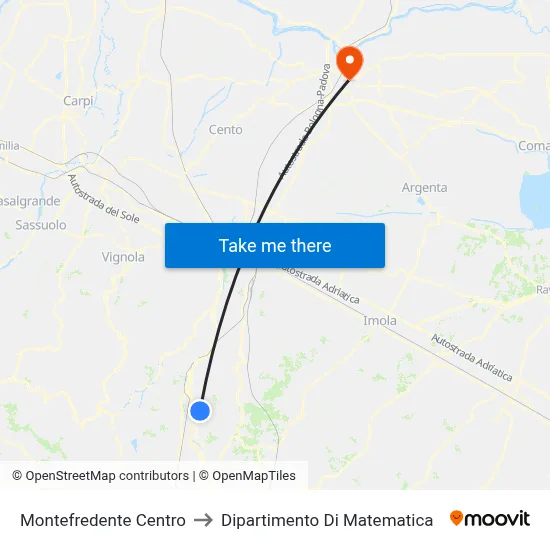 Montefredente Center to Mathematics Department map