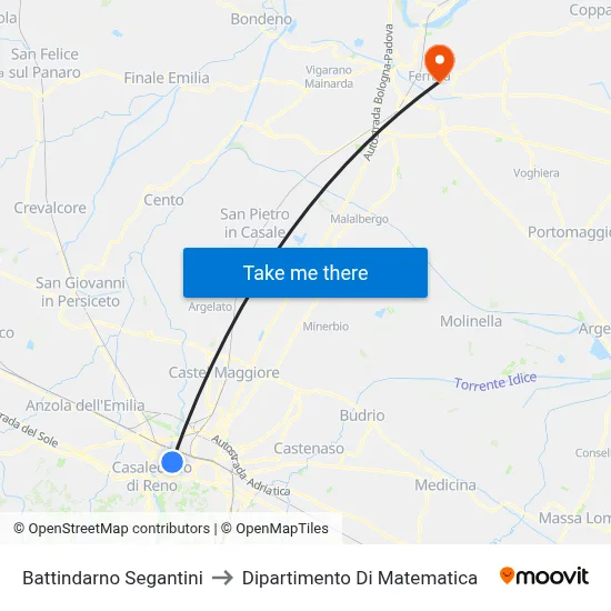Battindarno Segantini to Mathematics Department map