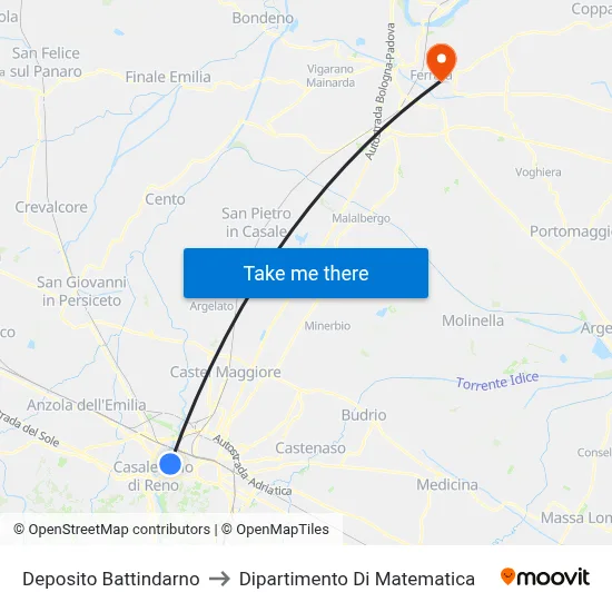 Battindarno Depot to Mathematics Department map