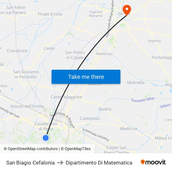 San Biagio Cefalonia to Dipartimento Di Matematica map