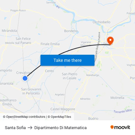 Santa Sofia to Dipartimento Di Matematica map