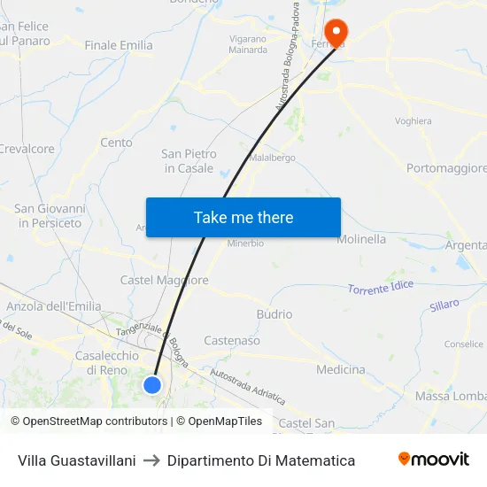 Villa Guastavillani to Mathematics Department map