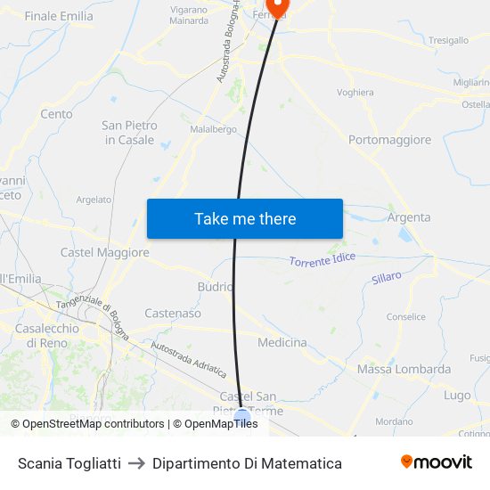 Scania Togliatti to Dipartimento Di Matematica map