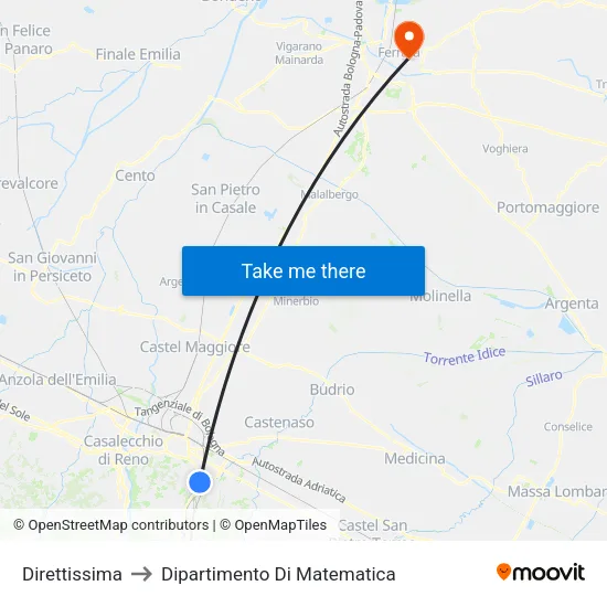 Direct Route to Department of Mathematics map