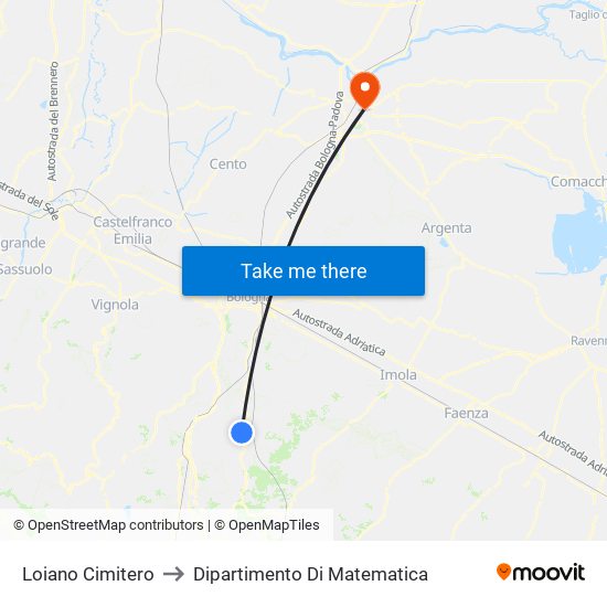 Loiano Cimitero to Dipartimento Di Matematica map