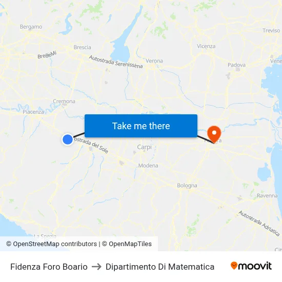 Fidenza Foro Boario to Mathematics Department map