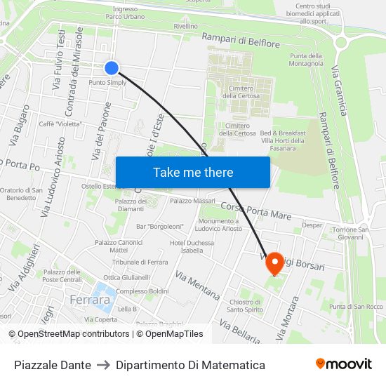 Piazzale Dante to Dipartimento Di Matematica map