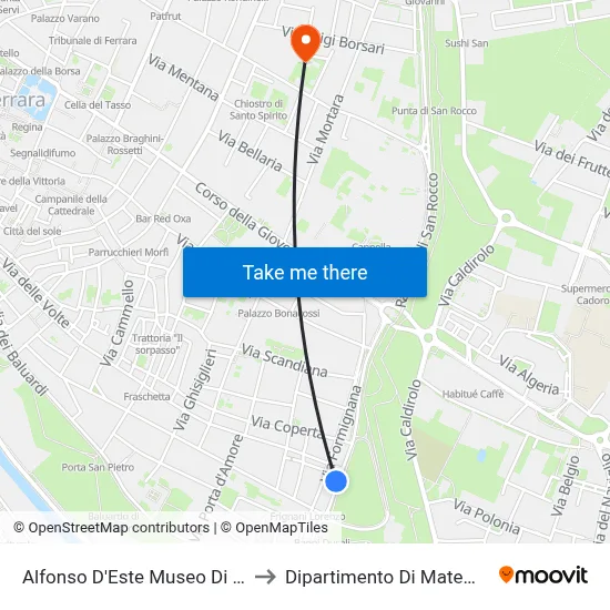 Alfonso D'Este Spina Museum to Mathematics Department map