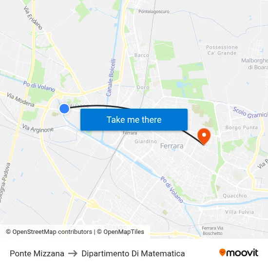 Mizzana Bridge to Mathematics Department map