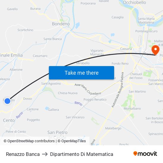 Renazzo Banca to Dipartimento Di Matematica map