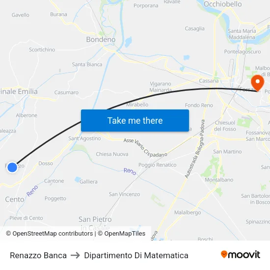 Renazzo Bank to Mathematics Department map
