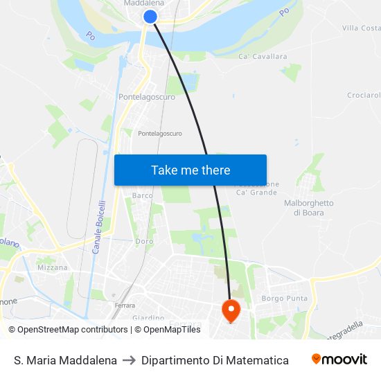 S. Maria Maddalena to Dipartimento Di Matematica map
