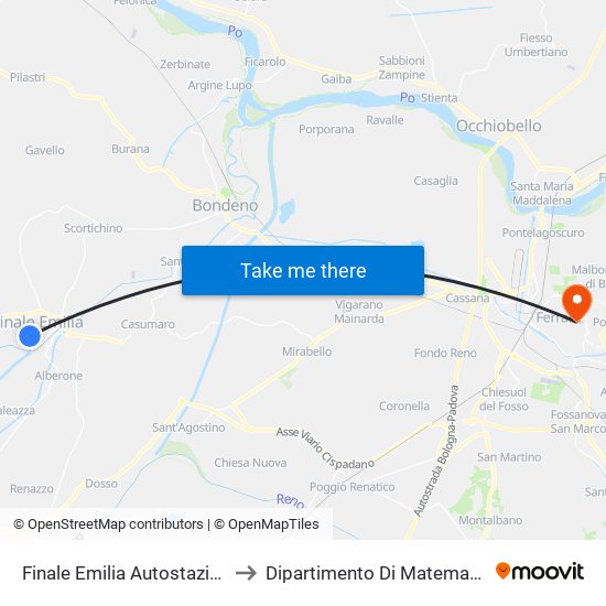 Finale Emilia Autostazione to Dipartimento Di Matematica map