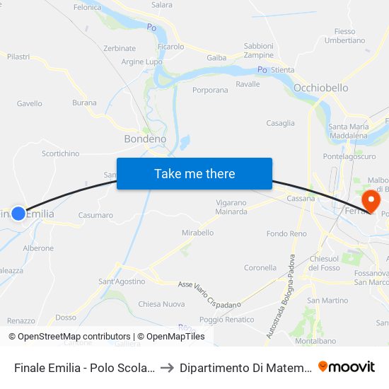 Finale Emilia - Polo Scolastico to Dipartimento Di Matematica map