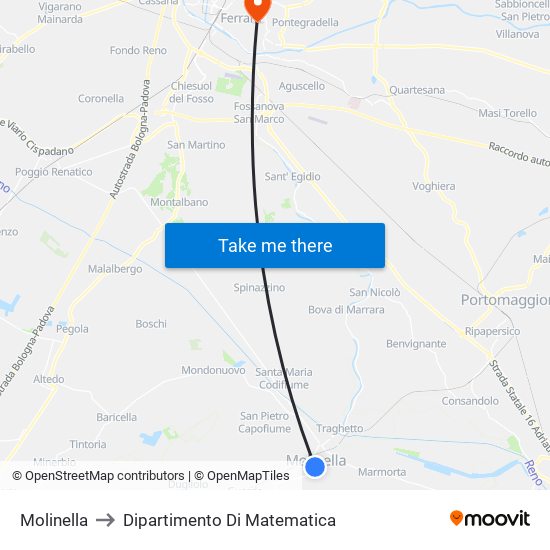 Molinella to Dipartimento Di Matematica map