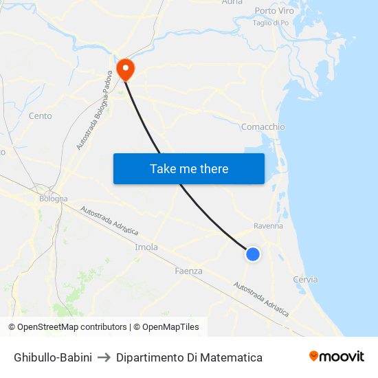 Ghibullo-Babini to Dipartimento Di Matematica map