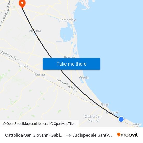 Cattolica-San Giovanni-Gabicce to Arcispedale Sant'Anna map