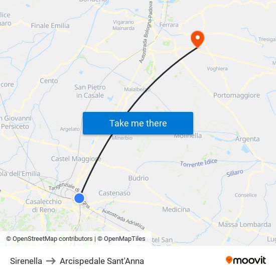 Sirenella to Arcispedale Sant'Anna map