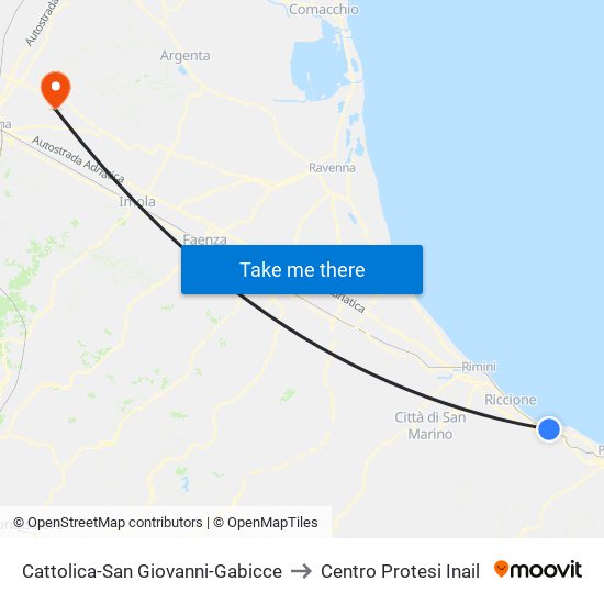 Cattolica-San Giovanni-Gabicce to Centro Protesi Inail map