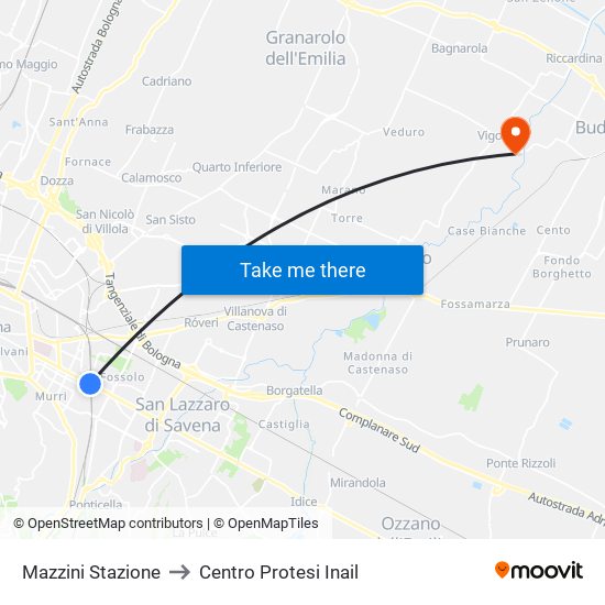 Mazzini Stazione to Centro Protesi Inail map