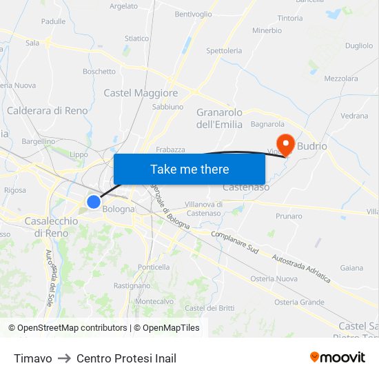 Timavo to Centro Protesi Inail map