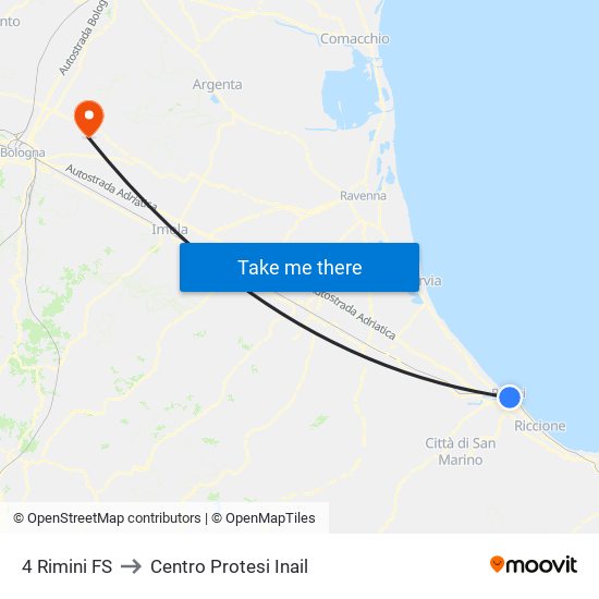 4 Rimini FS to Centro Protesi Inail map