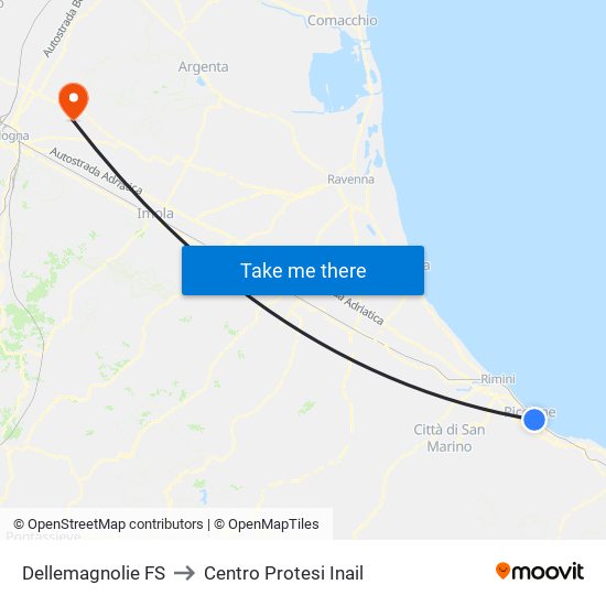 Dellemagnolie FS to Centro Protesi Inail map