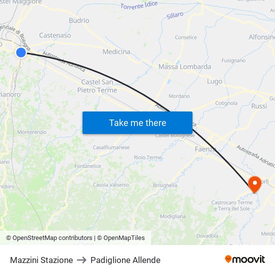 Mazzini Stazione to Padiglione Allende map