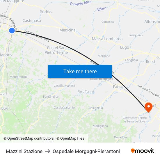 Mazzini Stazione to Ospedale Morgagni-Pierantoni map