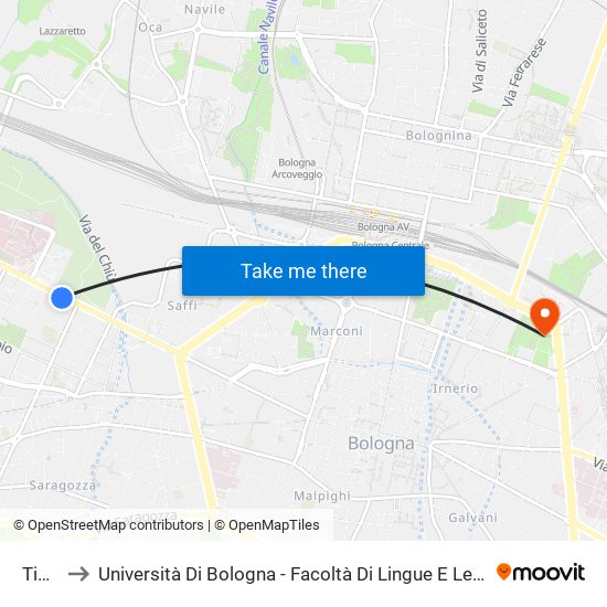 Timavo to Università Di Bologna - Facoltà Di Lingue E Letterature Straniere - Presidenza map