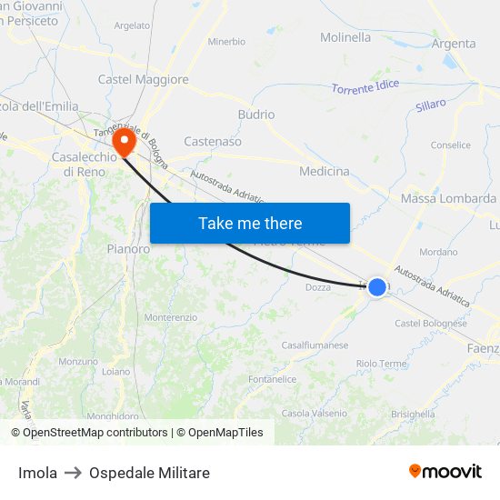 Imola to Ospedale Militare map