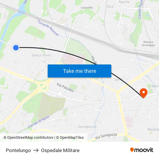 Pontelungo to Ospedale Militare map