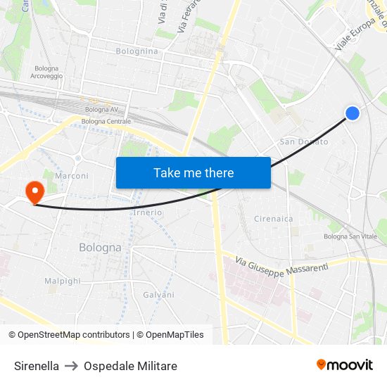 Sirenella to Ospedale Militare map