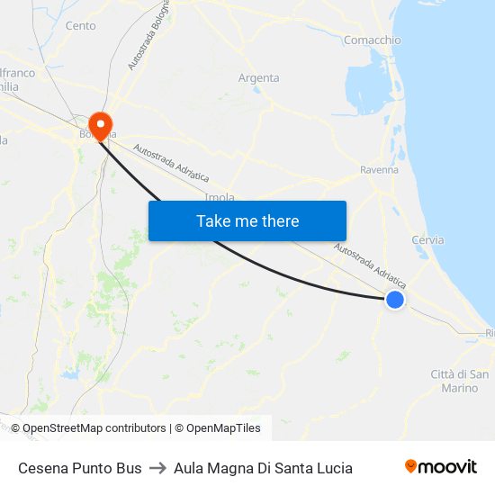 Cesena Punto Bus to Aula Magna Di Santa Lucia map