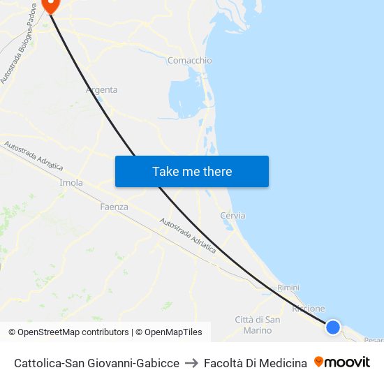 Cattolica-San Giovanni-Gabicce to Facoltà Di Medicina map