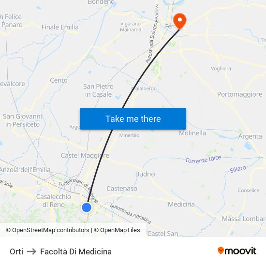 Orti to Facoltà Di Medicina map