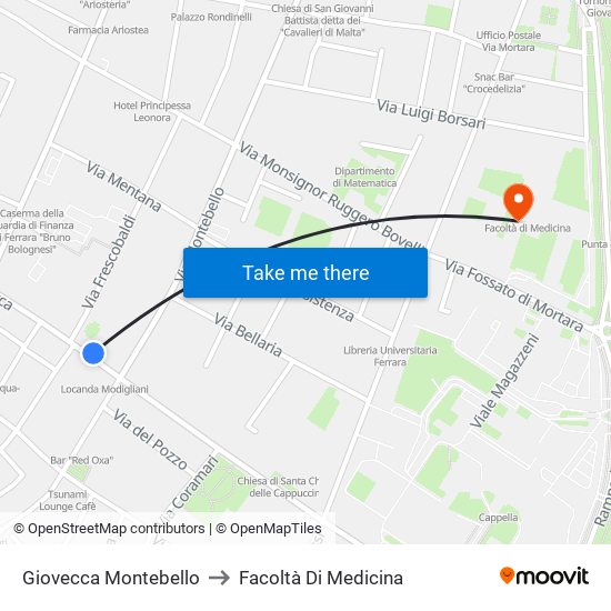 Giovecca Montebello to Facoltà Di Medicina map