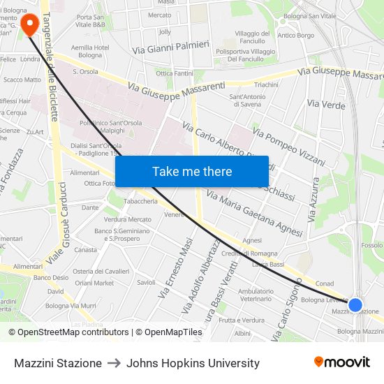 Mazzini Stazione to Johns Hopkins University map