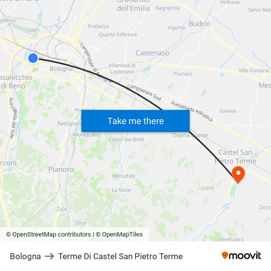 Bologna to Terme Di Castel San Pietro Terme map