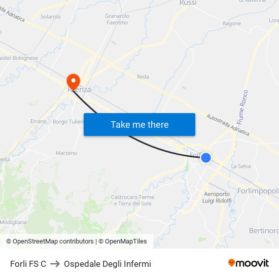 Forli FS C to Ospedale Degli Infermi map