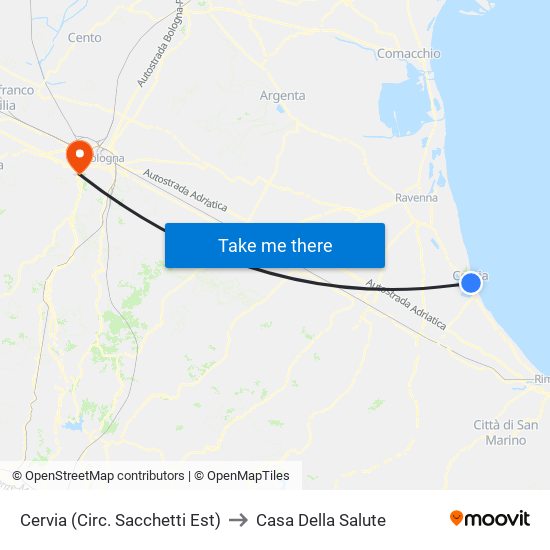 Cervia (Circ. Sacchetti Est) to Casa Della Salute map