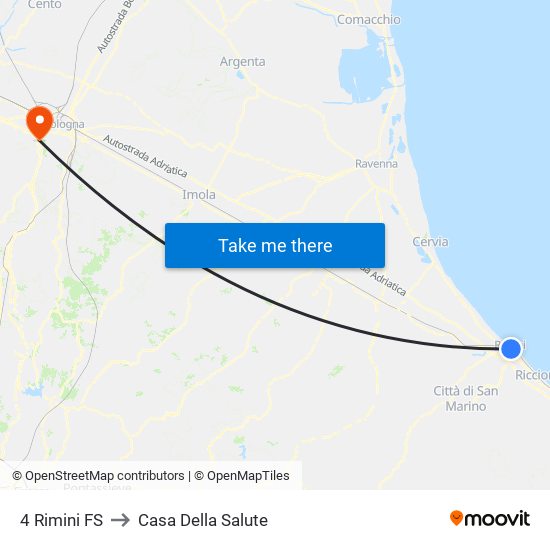 4 Rimini FS to Casa Della Salute map
