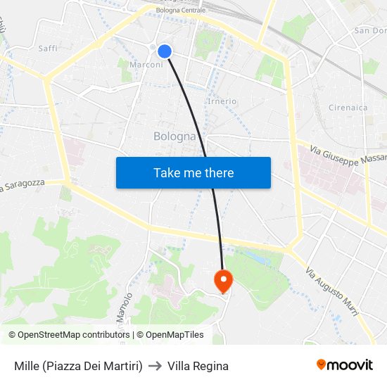 Mille (Piazza Dei Martiri) to Villa Regina map